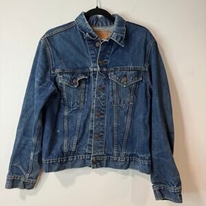 Levi's Vintage Trucker Denim Jacket Jean Blue Cotton Rigid 42 Workwear Rugged